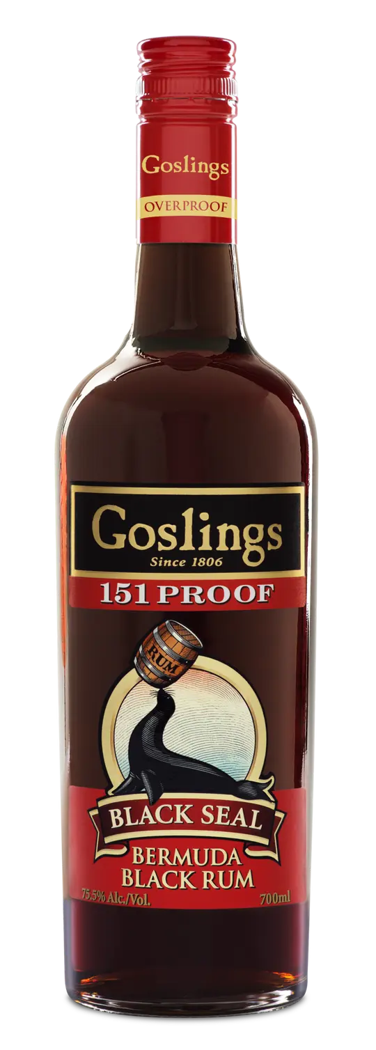 Bottle of Goslings Black Seal 151 Proof Rum
