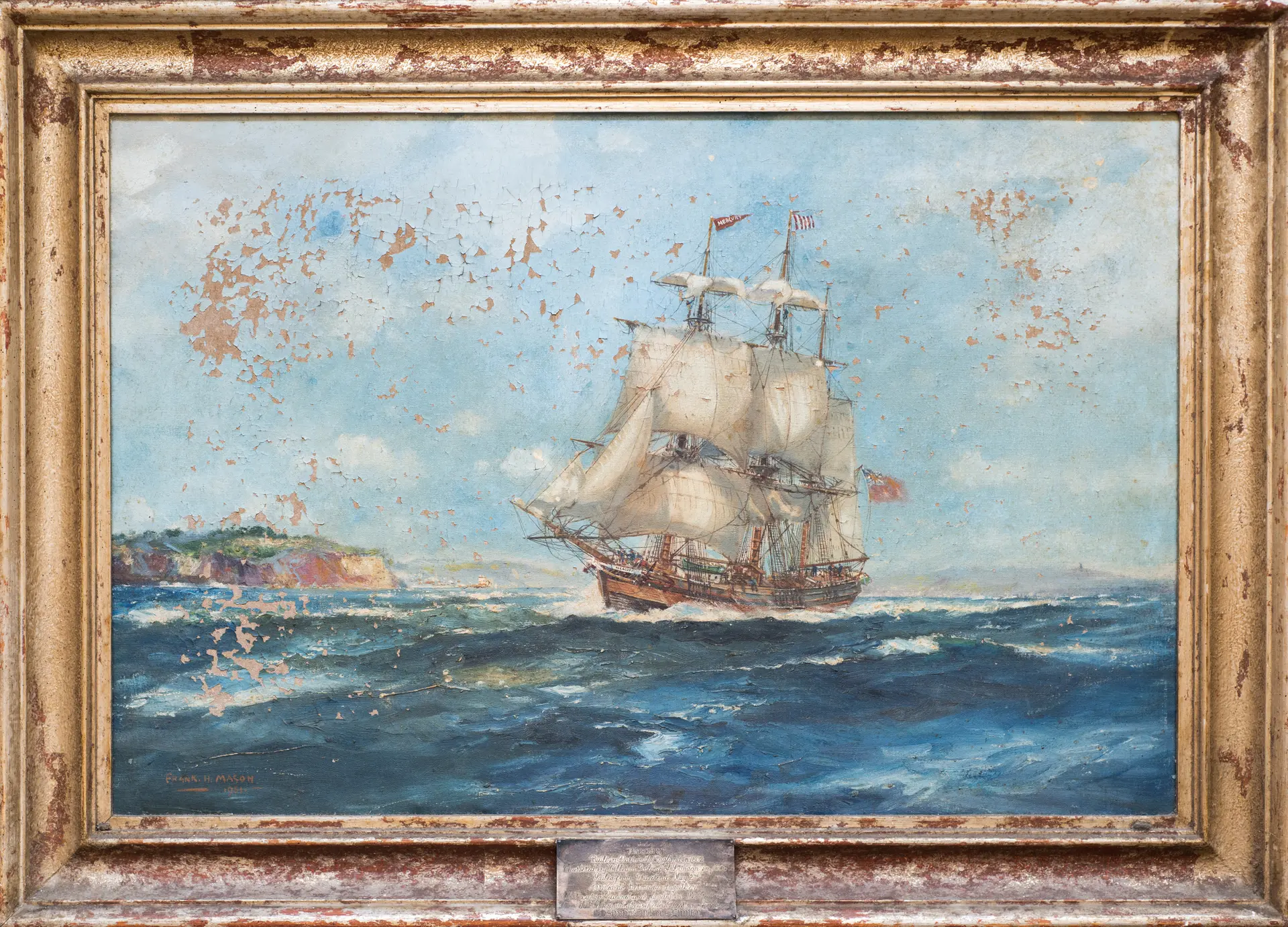 Gem&auml;lde eines Segelschiffs auf dem Weg zu den Bermudas