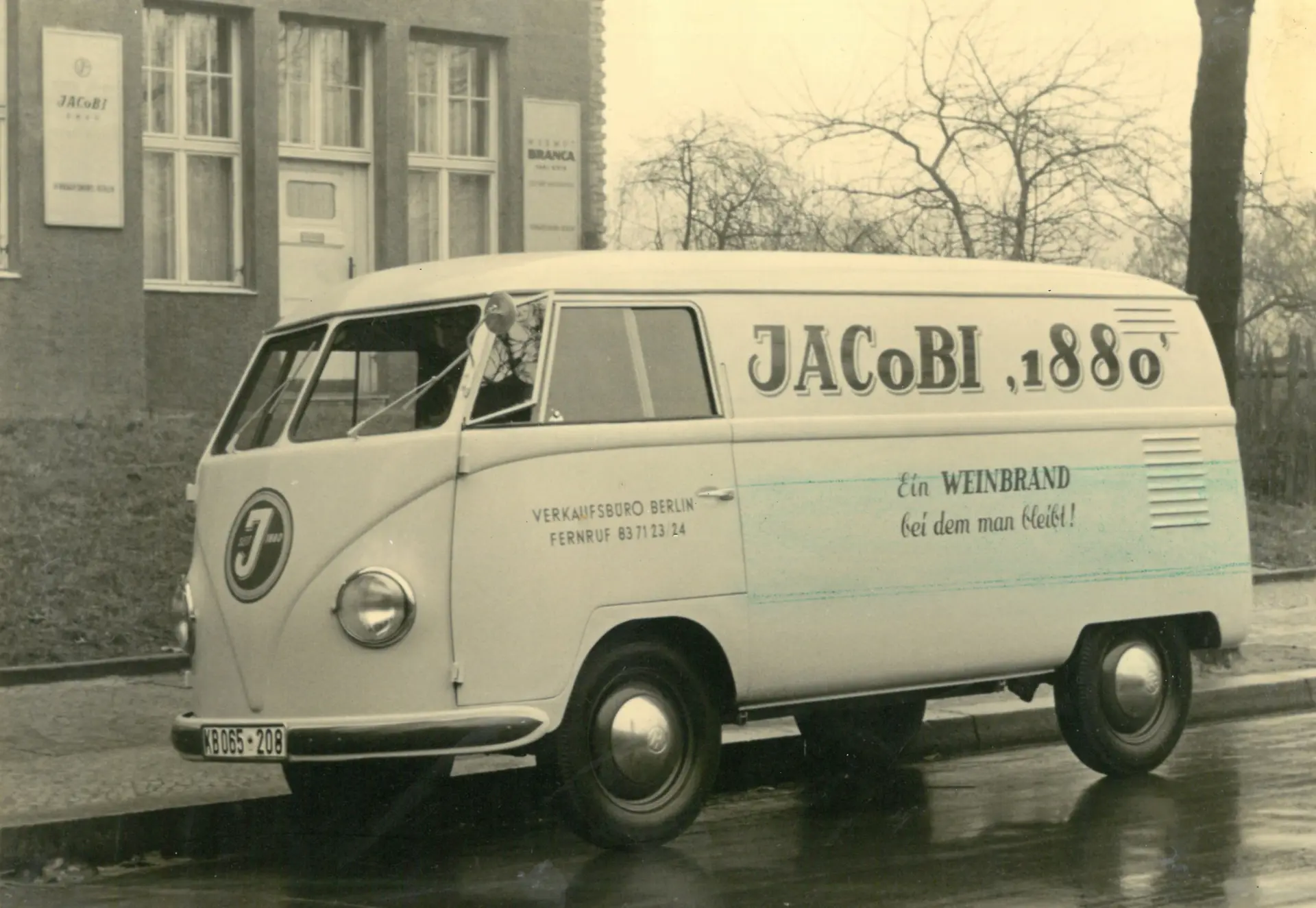 VW van with JACoBI 1880 lettering, historic photo