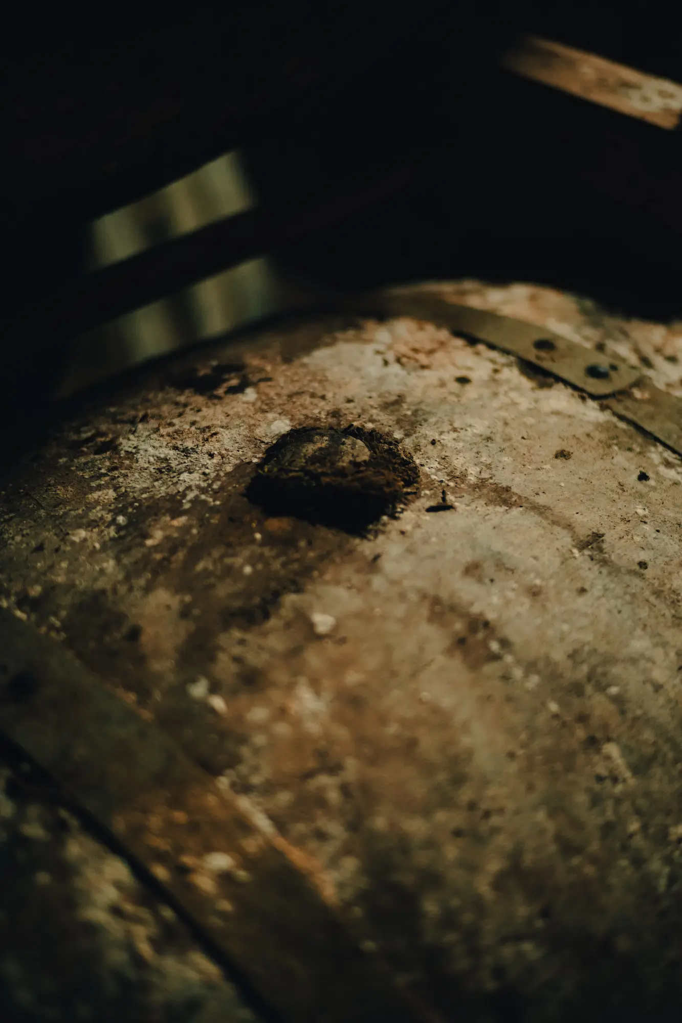 Close-up of an old Armagnac cask