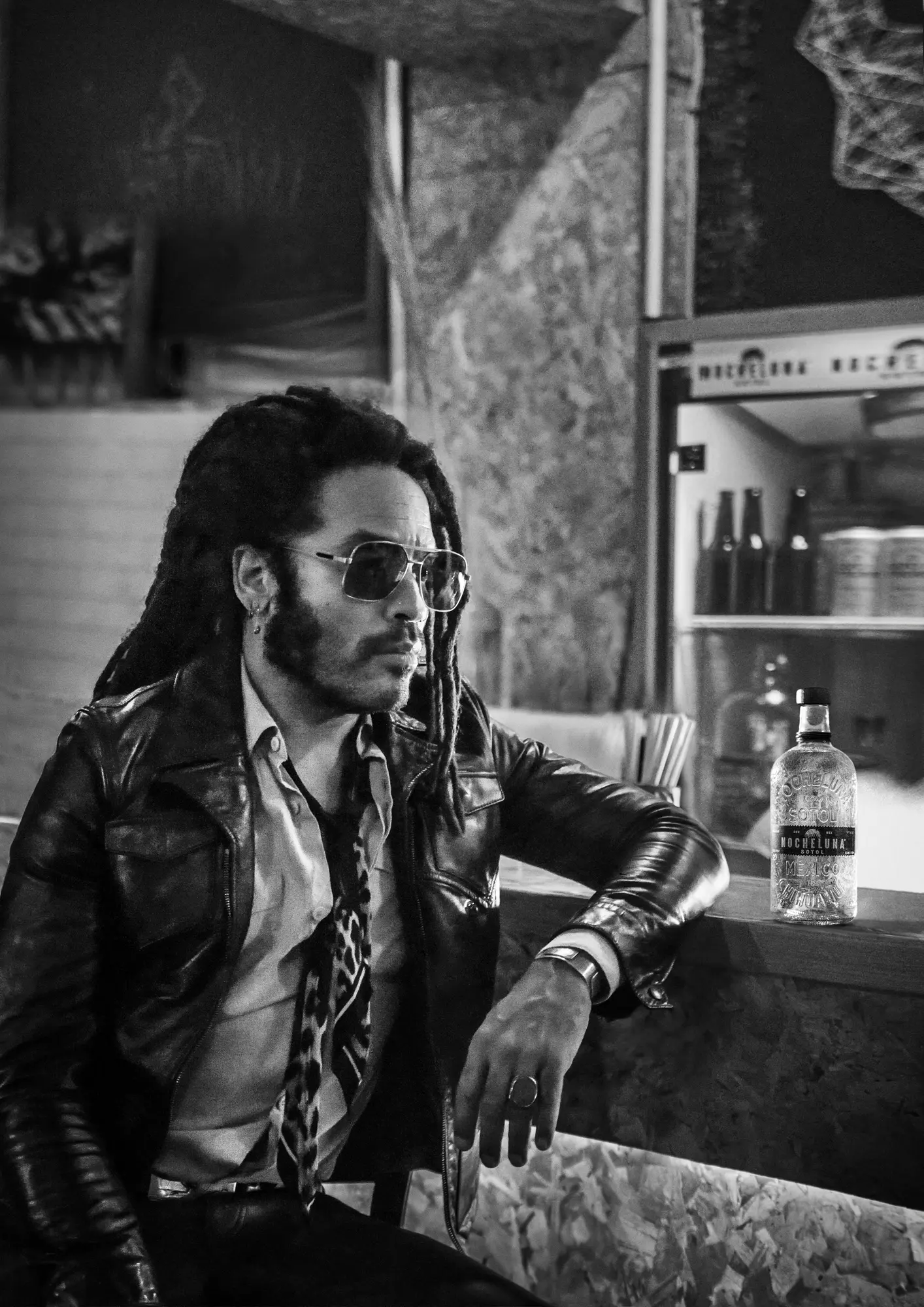 Lenny Kravitz, Mitgr&uuml;nder von Nocheluna, schwarz-wei&szlig;