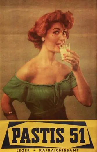 Historisches Pastis-51-Plakat mit rothaariger Frau