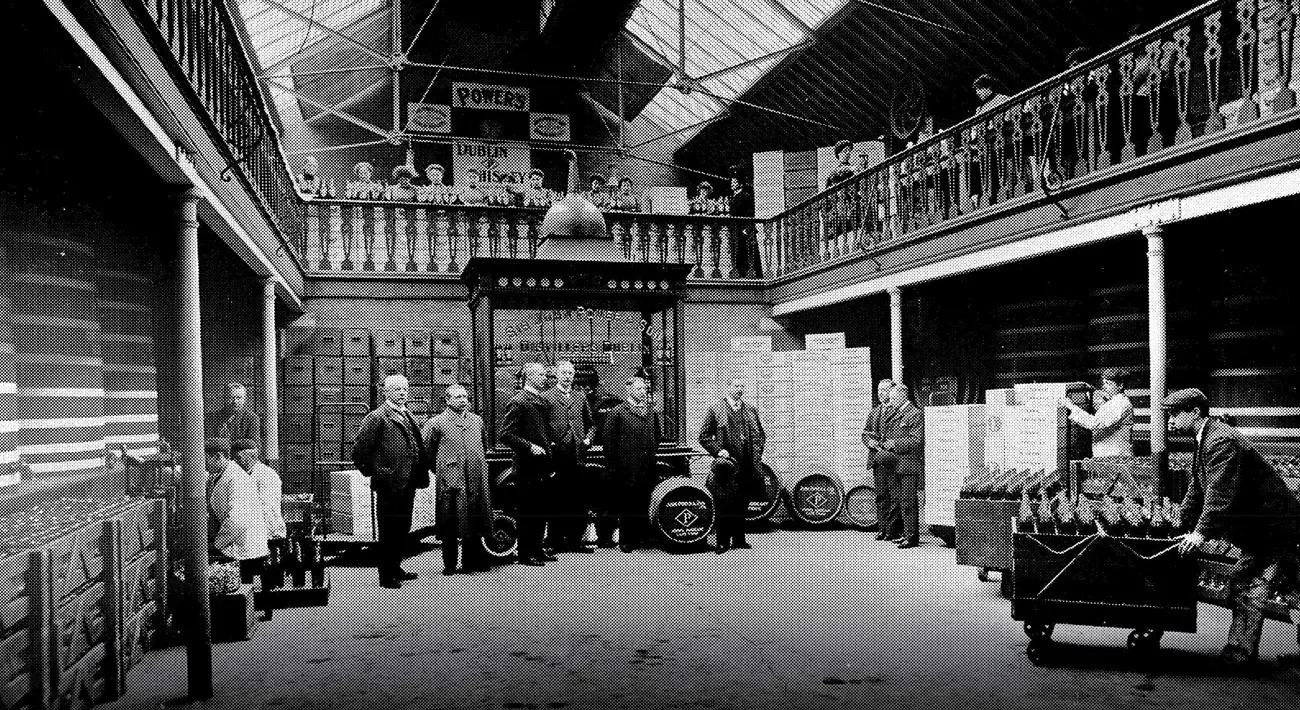 Yard of John&rsquo;s Lane Distillery in Dublin, historic photo