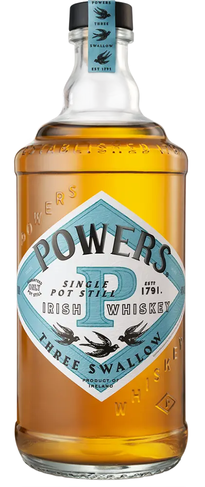 Bottle of Powers Three Swallow Irish Whiskey